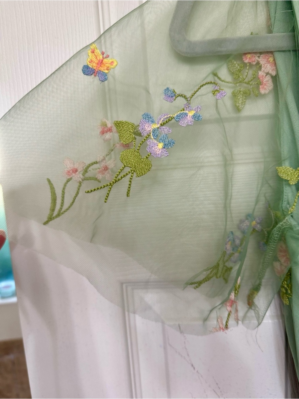 Baltic Born Sage Green Floral Embroidered Tulle Gown XL - Picture 3 of 13